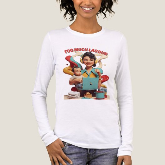 Te veel arbeid - retro feministisch satire ontwerp Tri-Blend shirt (Voorkant volledig)