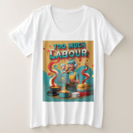 Te veel arbeid - retro feministische satire kunst grote maat t-shirt