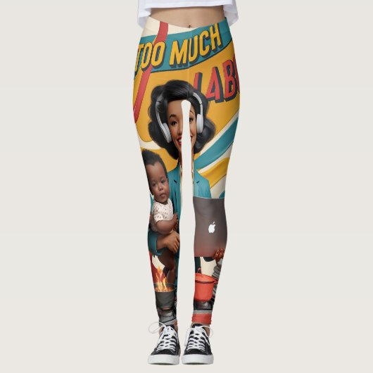 Te veel arbeid - Retro Woman Illustratie Leggings (Voorkant)