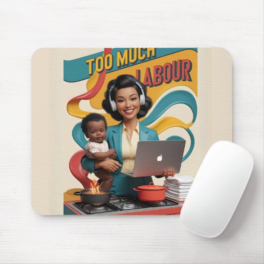 Te veel arbeid - Retro Woman Illustratie Muismat (Met muis)