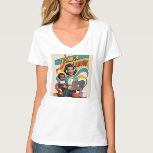Te veel arbeid - Retro Woman Illustratie T-shirt (Voorkant)