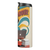 Te veel arbeid - Retro Woman Illustratie Thermosbeker (Geroteerd rechts)