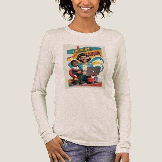 Te veel arbeid - Retro Woman Illustratie Tri-Blend Shirt (Voorkant)