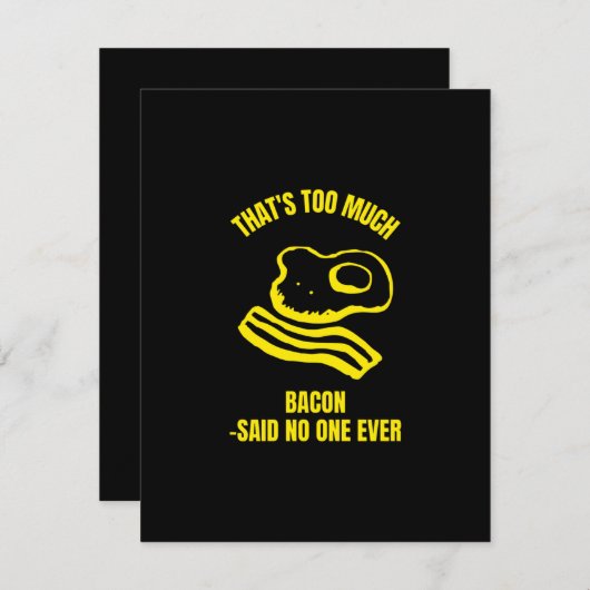 Te veel bacon ei grappige bacon ontbijt bedankkaart (Voorkant / Achterkant)