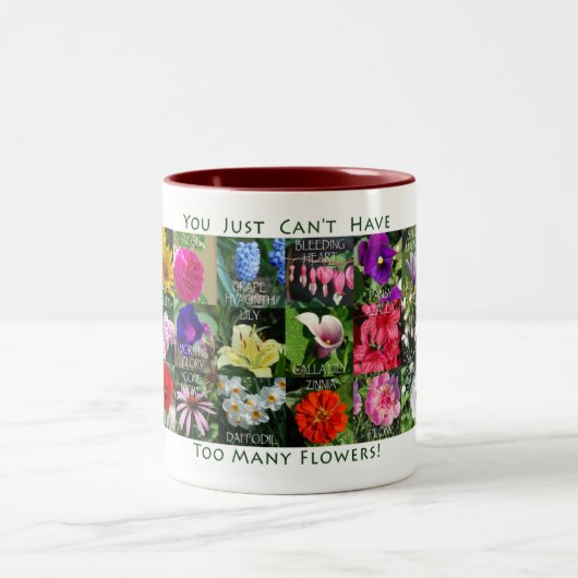 Te veel bloemen tweekleurige koffiemok (Center)