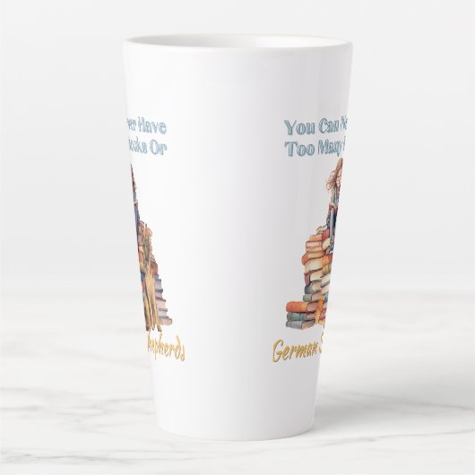 Te veel boeken Duitse herder Latte Mok (Voorkant)