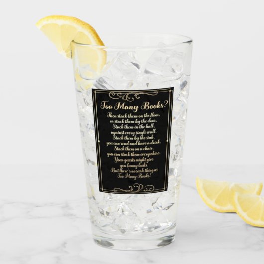 Te veel boeken Gedicht Zwart en Goud Glas (Voorkant ijs)