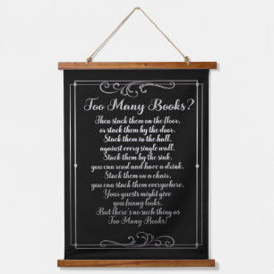 Te veel boeken Gedicht Zwart en Zilver Hangend Wandkleed