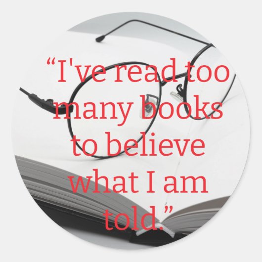 te veel boeken lezen ronde sticker (Voorkant)