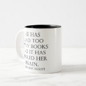 te veel boeken lezen tweekleurige koffiemok (Voorkant links)