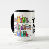 Te veel boeken mok (Voorkant links)