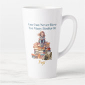 Te veel boeken of handtassen latte mok (Rechts)