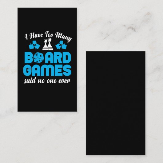 Te veel bordspellen Chess Dice Game Lover Visitekaartje (Voorkant / Achterkant)