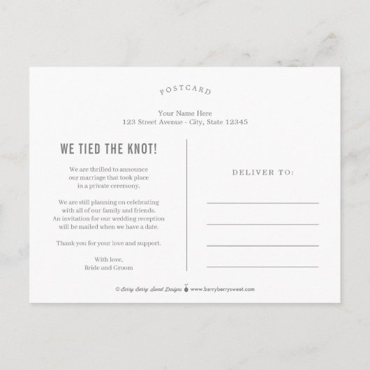 Te veel informatie over bewerkbare kleurhuwelijk briefkaart (Achterkant)