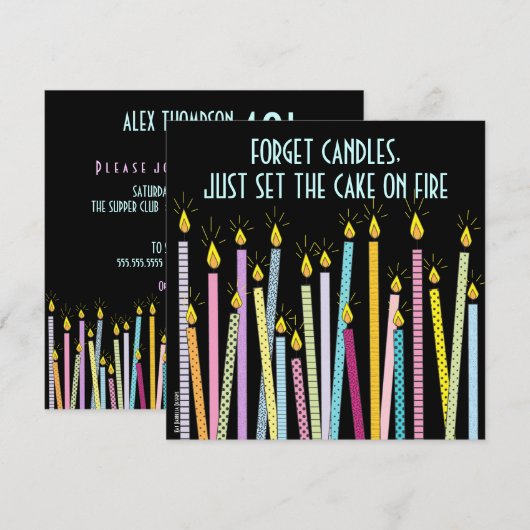 Te veel kaarsen!  Birthday Party Invitation Kaart (Voorkant / Achterkant)