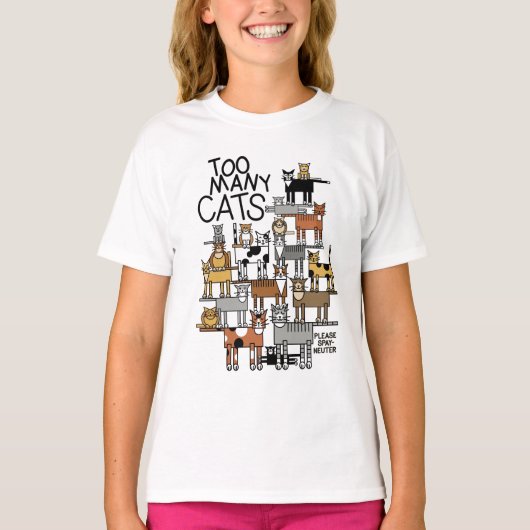 Te veel katten t-shirt (Voorkant)