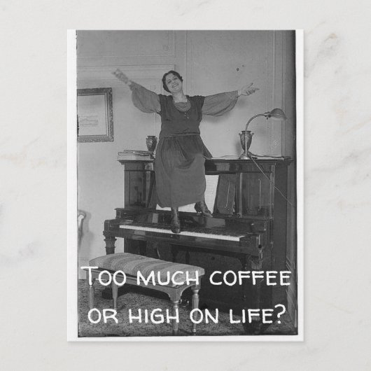 Te veel koffie of te hoog op het Briefkaart van he (Voorkant)