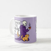 TE VEEL KOFFIE ZAL JE HEBBEN, GRIM REAPER DRINKIN KOFFIEMOK (Voorkant links)