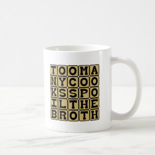 Te veel koks bepleiten de bouillon koffiemok