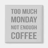 Te veel maandag niet genoeg koffie magneet (Voorkant)