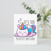 Te veel mensen buiten Unicorn Introvert Briefkaart (Staand voorkant)