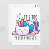 Te veel mensen buiten Unicorn Introvert Briefkaart (Voorkant / Achterkant)