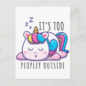 Te veel mensen buiten Unicorn Introvert Briefkaart (Voorkant)