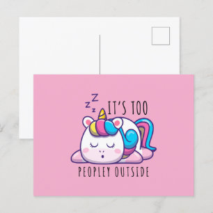 Te veel mensen buiten Unicorn Introvert Briefkaart