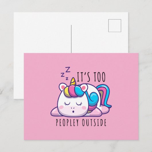 Te veel mensen buiten Unicorn Introvert Briefkaart (Voorkant / Achterkant)