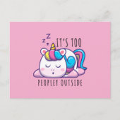 Te veel mensen buiten Unicorn Introvert Briefkaart (Voorkant)