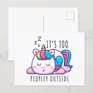 Te veel mensen buiten Unicorn Introvert Briefkaart
