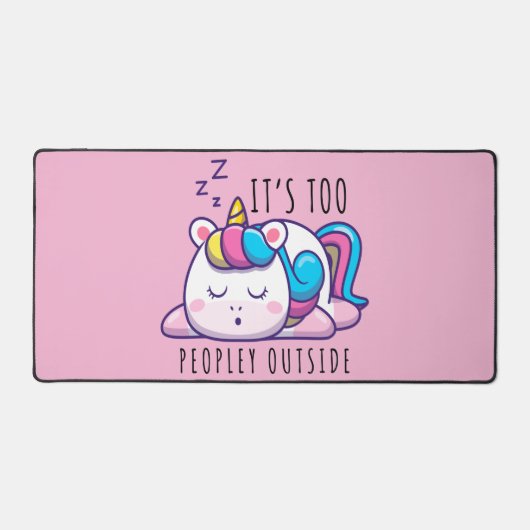 Te veel mensen buiten Unicorn Introvert Bureaumat (Voorkant)