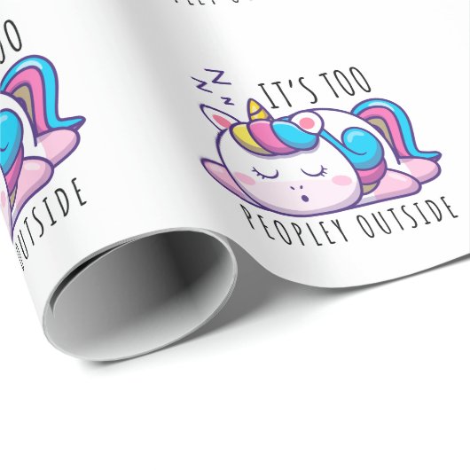 Te veel mensen buiten Unicorn Introvert Cadeaupapier (Rol Hoek)