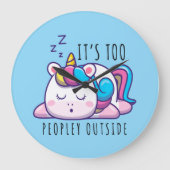 Te veel mensen buiten Unicorn Introvert Grote Klok (Voorkant)