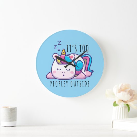 Te veel mensen buiten Unicorn Introvert Grote Klok (Huis)