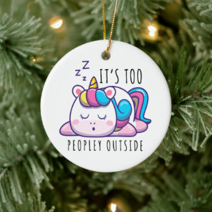 Te veel mensen buiten Unicorn Introvert Keramisch Ornament