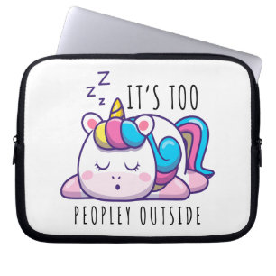 Te veel mensen buiten Unicorn Introvert Laptop Sleeve