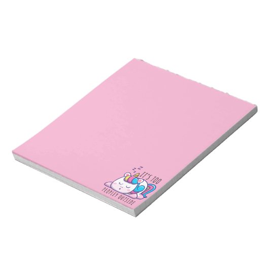 Te veel mensen buiten Unicorn Introvert Notitieblok (Linkerzijde)