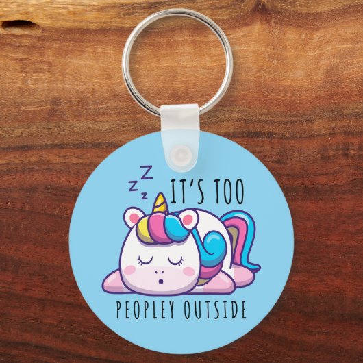 Te veel mensen buiten Unicorn Introvert Sleutelhanger (Achterkant)