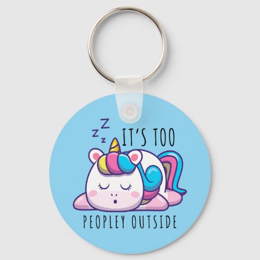 Te veel mensen buiten Unicorn Introvert Sleutelhanger (Achterkant)