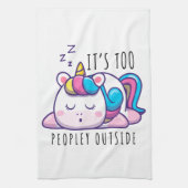 Te veel mensen buiten Unicorn Introvert Theedoek (Verticaal)