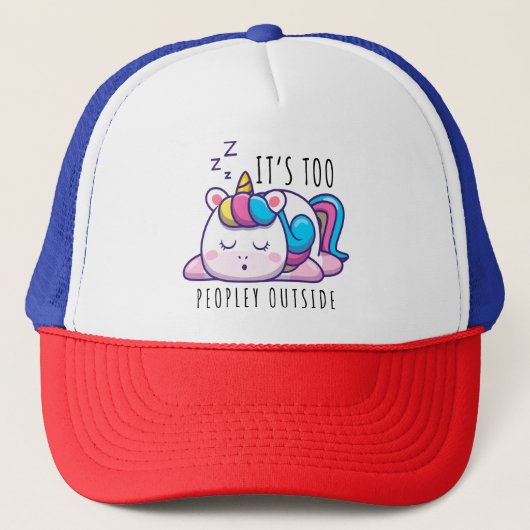 Te veel mensen buiten Unicorn Introvert Trucker Pet (Voorkant)