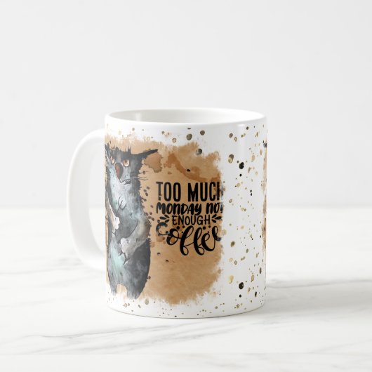 Te veel mok van maandkoffie (Voorkant links)