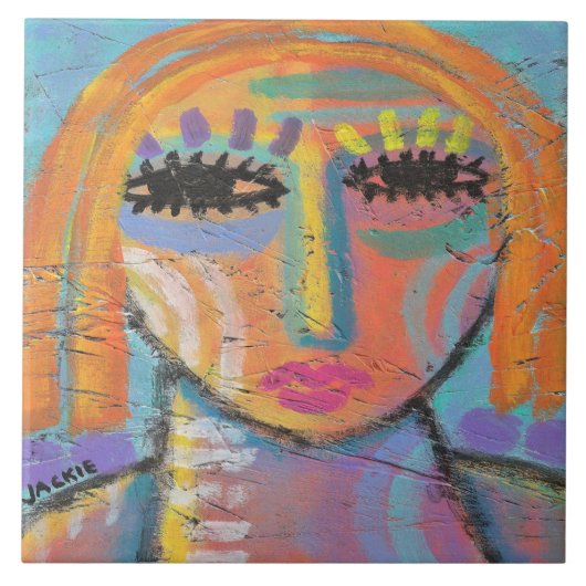 Te veel om Abstract schilderen op OSB-board te doe Tegeltje (Voorkant)