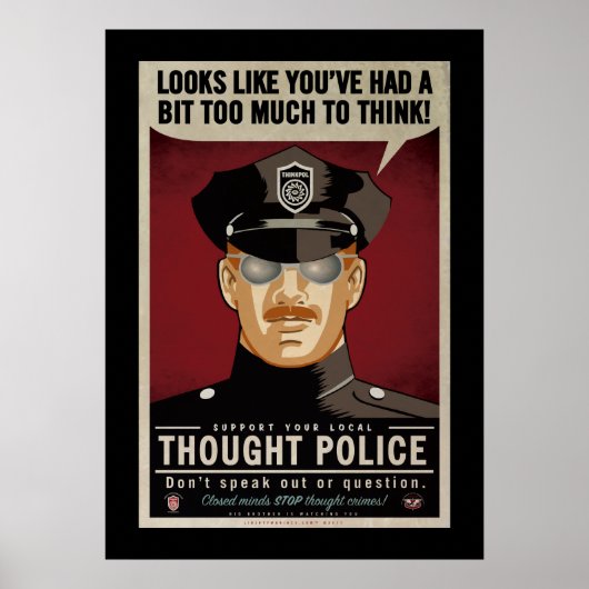Te veel om te denken over Poster van politie (Voorkant)