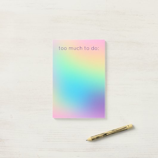 "Te veel om te doen" pasteelregenbooggradiënt Post-it® Notes (Op bureau)