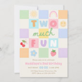 Te veel plezier Kleurrijke Gingham 2e verjaardag Kaart (Voorkant)