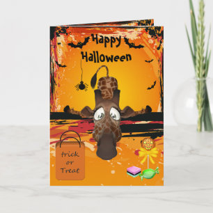 Te veel Snoep Funny Giraffe Halloween Card Kaart