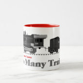 Te veel treinen met locomotief 2 tweekleurige koffiemok (Center)