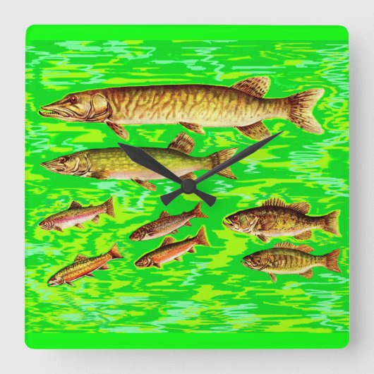 te veel vis in de zee vierkante klok (Voorkant)